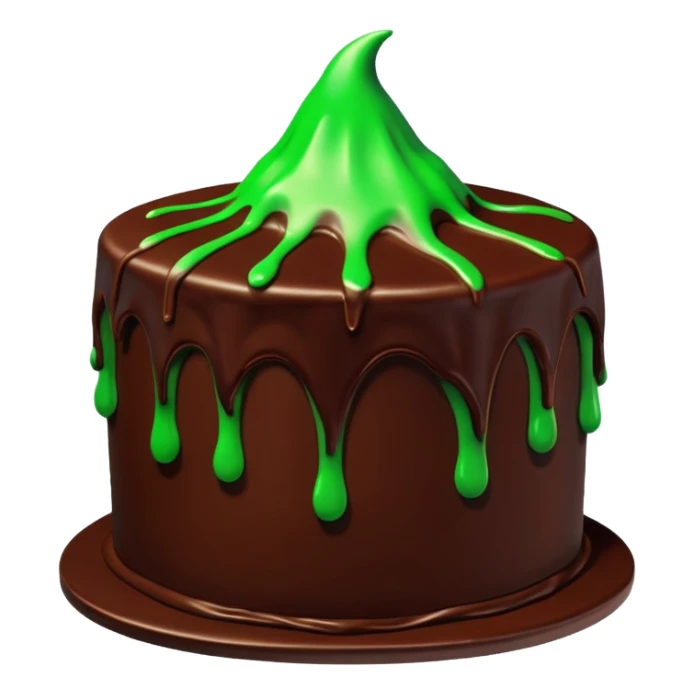 Chocolate Halloween cake with glowing green frosting dripping down the sides sticker