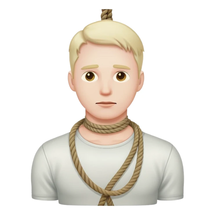 A man who’s hanging himself with a rope by his neck sticker