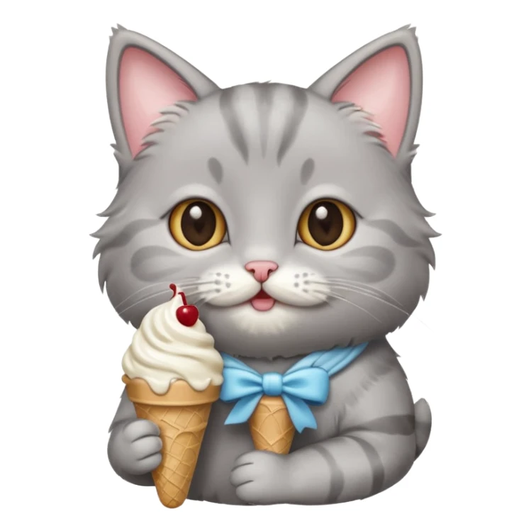 baby grey cat with icecream sticker