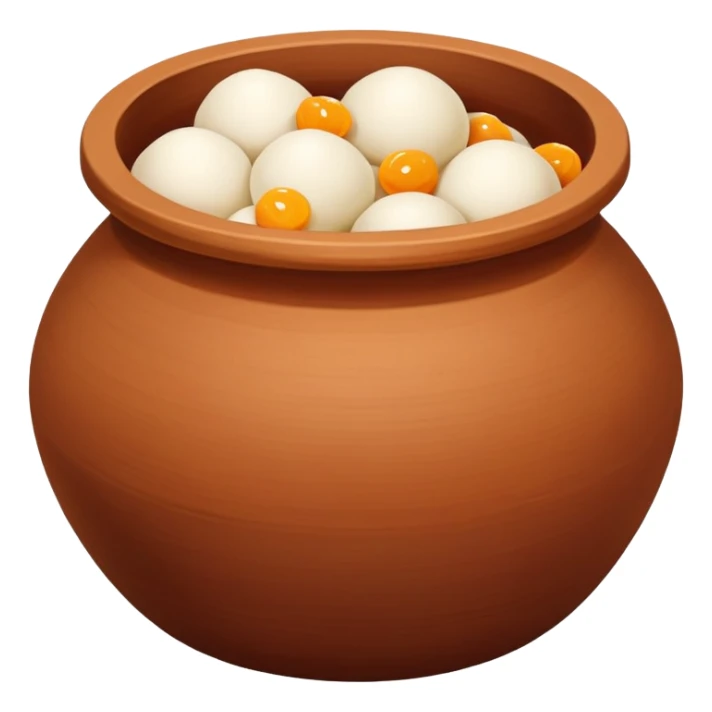 brown clay pot matka filled with rasgulla sweets sticker