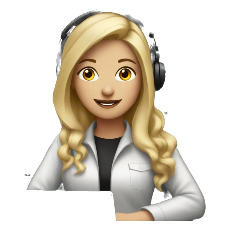 Audio technician girl blonde with an audio desk sticker