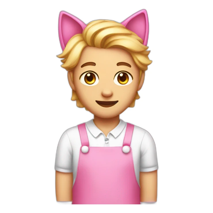 Man with a pink boy cat ears and a maid dress sticker