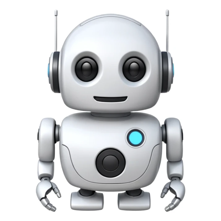 robot cartoon simple kid toy white innocent funny gudget friendly smiley round adorable music sticker