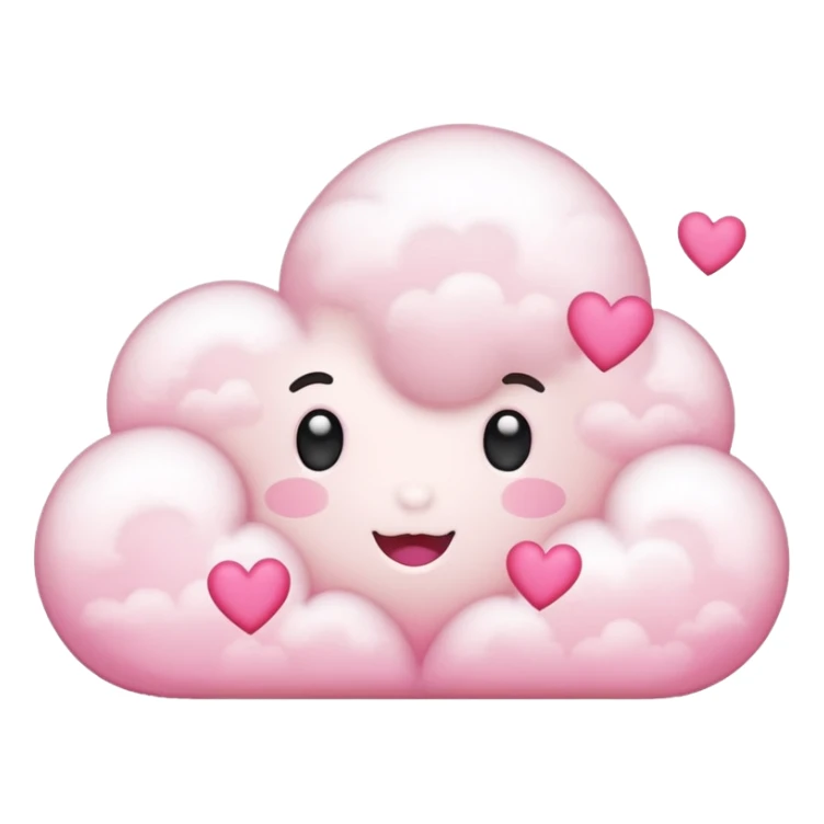 Plain white cloud with pink glow surrounding and hearts sticker