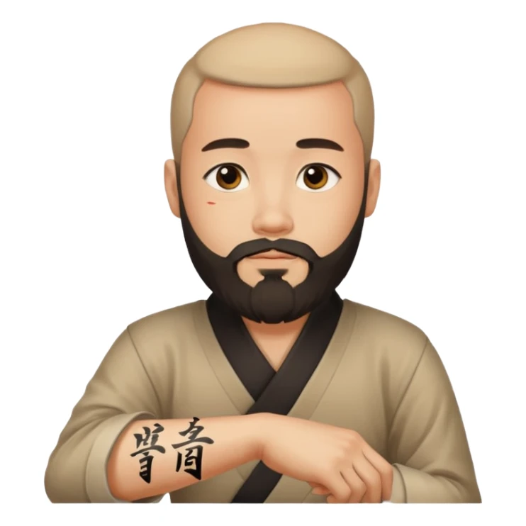 Ingeniero con barba y letra china minipeka  sticker