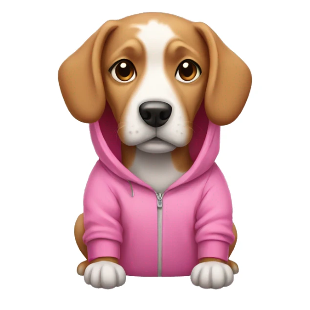 Dog wearing a pink hoodie sticker