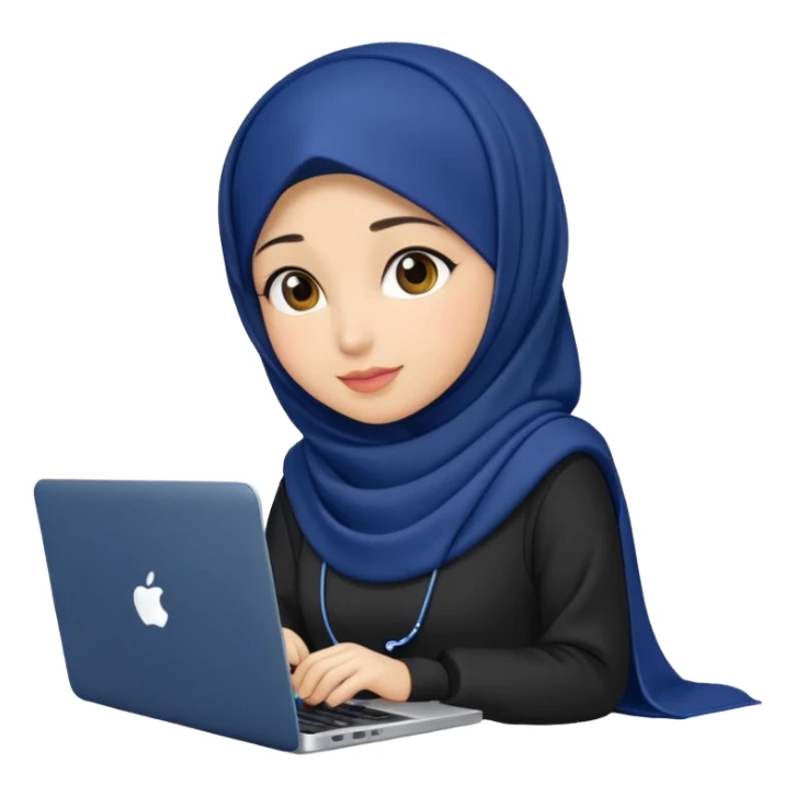 dark blue hijab cute girls with labtop  sticker