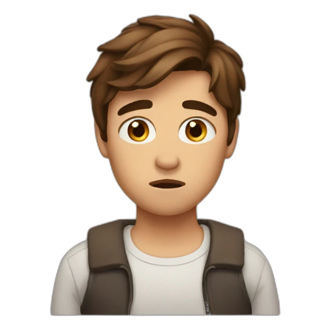 worried, brown hair sticker