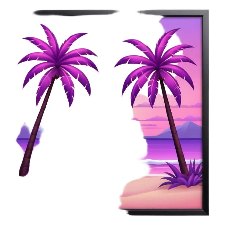 Pink and purple Sunset beach scene with palm trees sticker