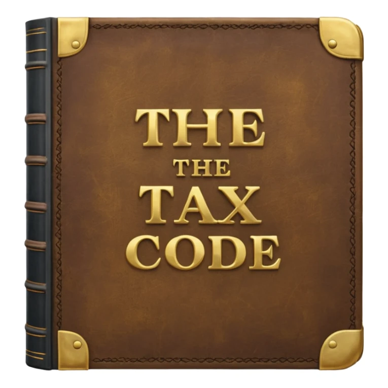 a huge book closed with thousands of pages called "the tax code" sticker