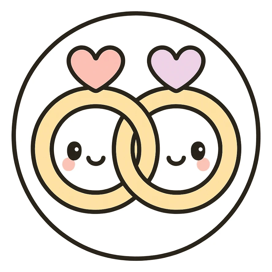 little alchemy style icon
subject: a vow
border: medium-black
shape: round, circular
background: white
style: full color fill with medium black outlining sticker