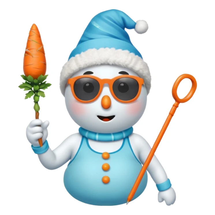 Snowman in a swimsuit and a magic wand in his hands sticker