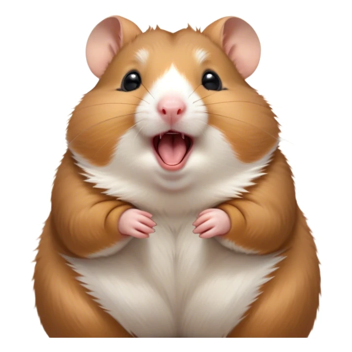 Cinematic Cute Yawning Brown Hamster Portrait Emoji, Head tilted slightly with a dramatic, wide-open yawn, showcasing a smooth, rich brown coat with tiny droopy ears, round dark eyes barely open in drowsy contentment, Simplified yet irresistibly adorable features, highly detailed, glowing with a soft, cozy glow, high shine, relaxed yet expressive, stylized with a touch of whimsy, bright and endearing, soft glowing outline, capturing the essence of a sleepy yet affectionate hamster, so drowsy it feels like it could stretch out of the screen and curl up for a nap! sticker