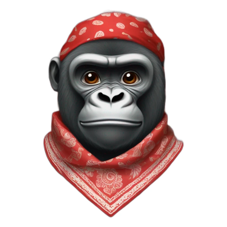 A gorilla wearing a Red bandanna with Paisley pattern around neck sticker