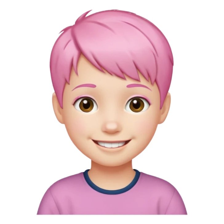 Cute kid with short pink hair and smile, half body sticker
