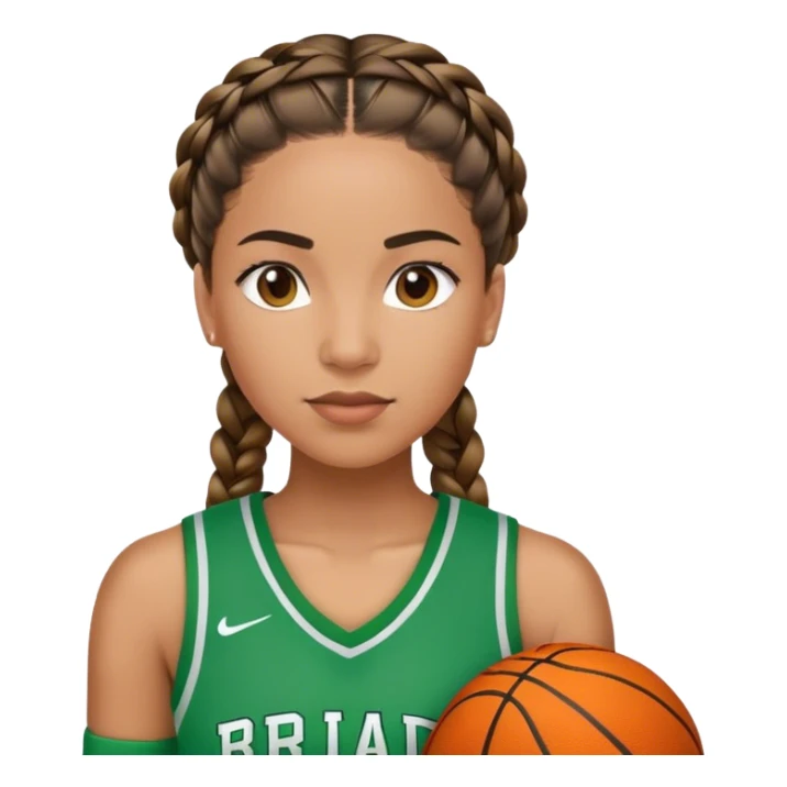 Latino woman with braids basketball player in green sticker