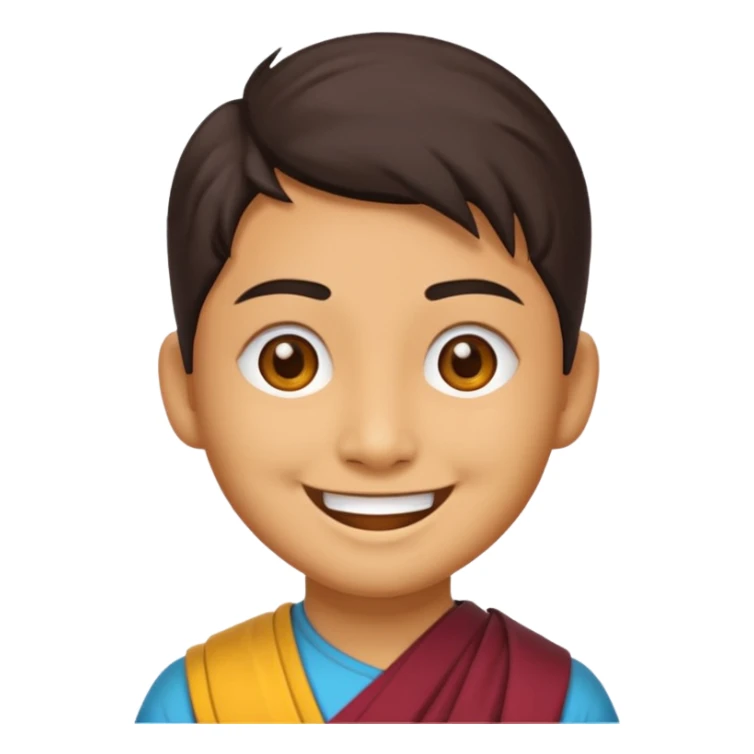 Create bhutanese emoji character wearing gho and kira sticker