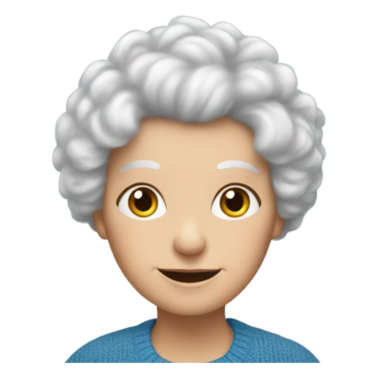 an elderly white woman with a fluffy hairstyle wearing a blue sweater sticker