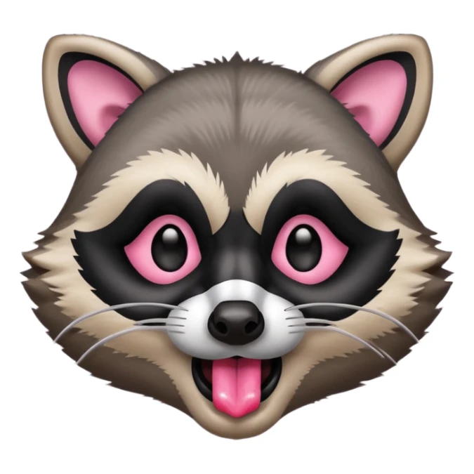 a raccoon with its tongue out sticker