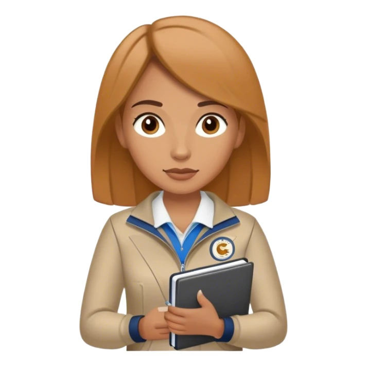 female sport coach with coach wear(with LockIn written on it) and holding a notebook sticker