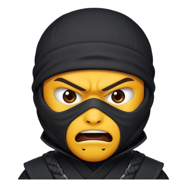 Hazme un emoji de ninja enojado que no tenga boca sticker