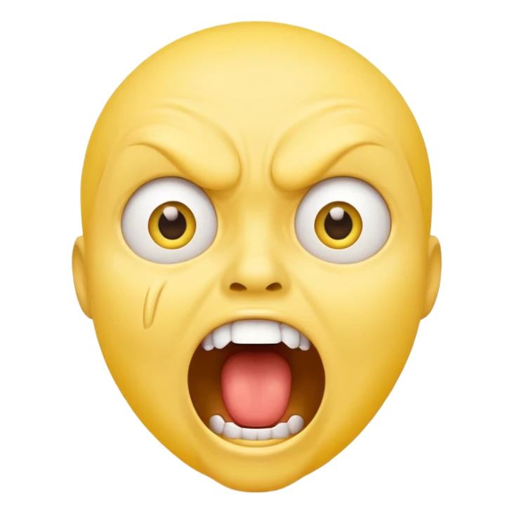 screaming face emoji, yellow face, wide open mouth, expressive eyes, no text sticker