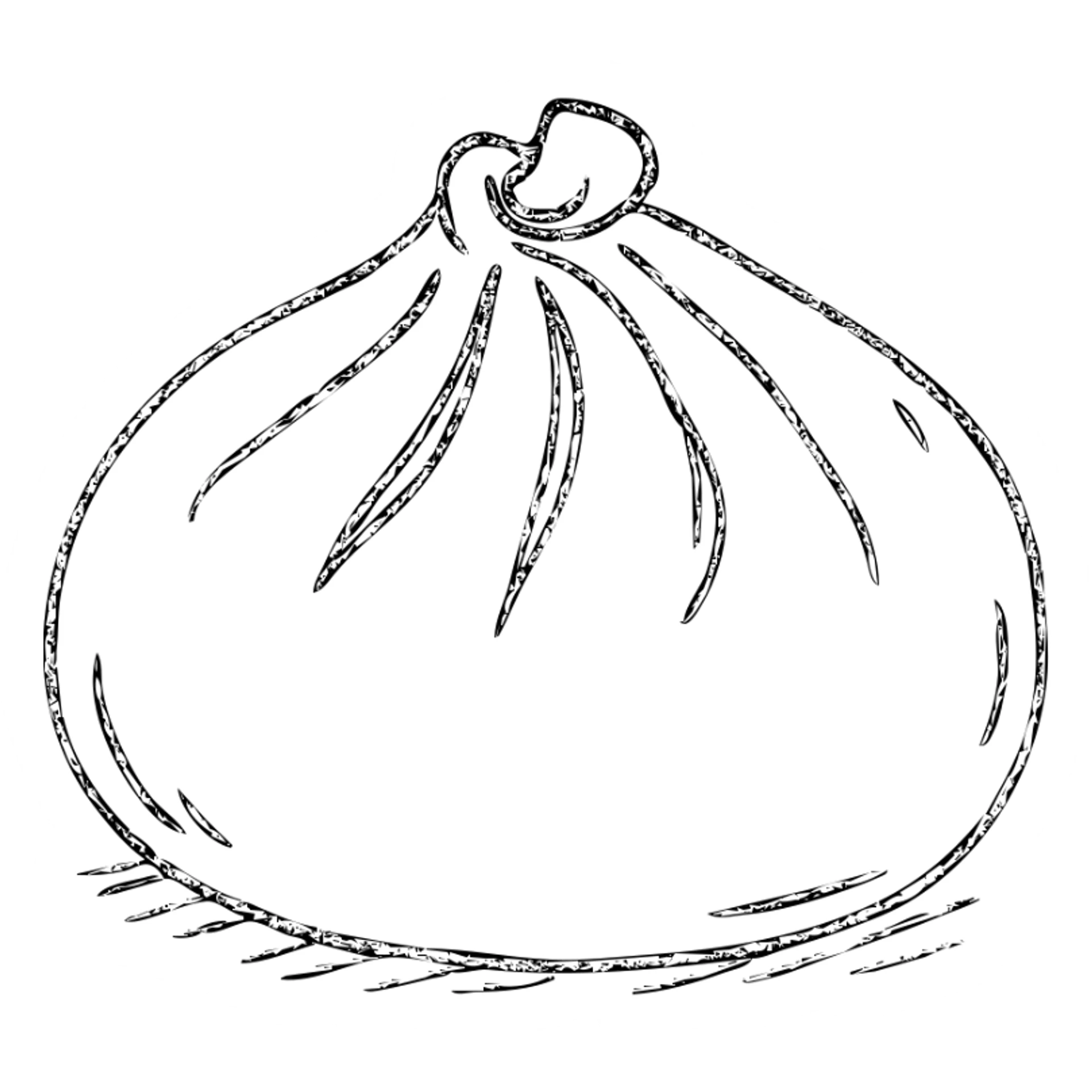 minimalist hand-drawn outline of a banh bao, no fill, slightly irregular lines sticker