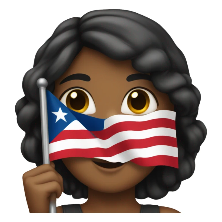 Girl holding a Puerto Rican flag sticker