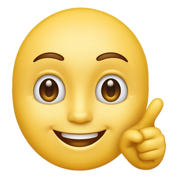 A normal smiling yellow emoji like the basic iPhone one's pointing to its head like it has a great idea sticker