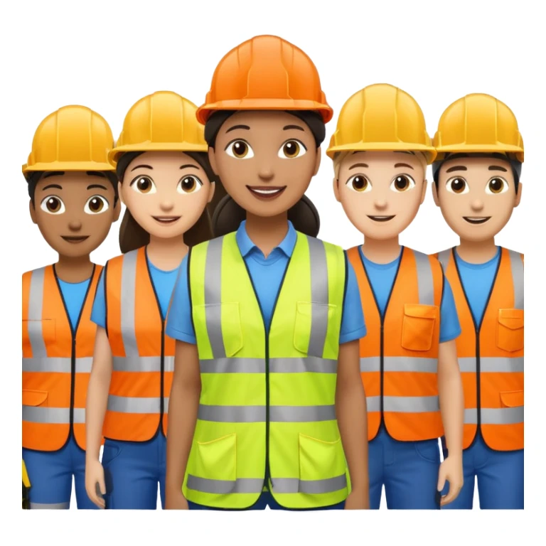 group of railway engineers mixed races and genders behind a table sticker