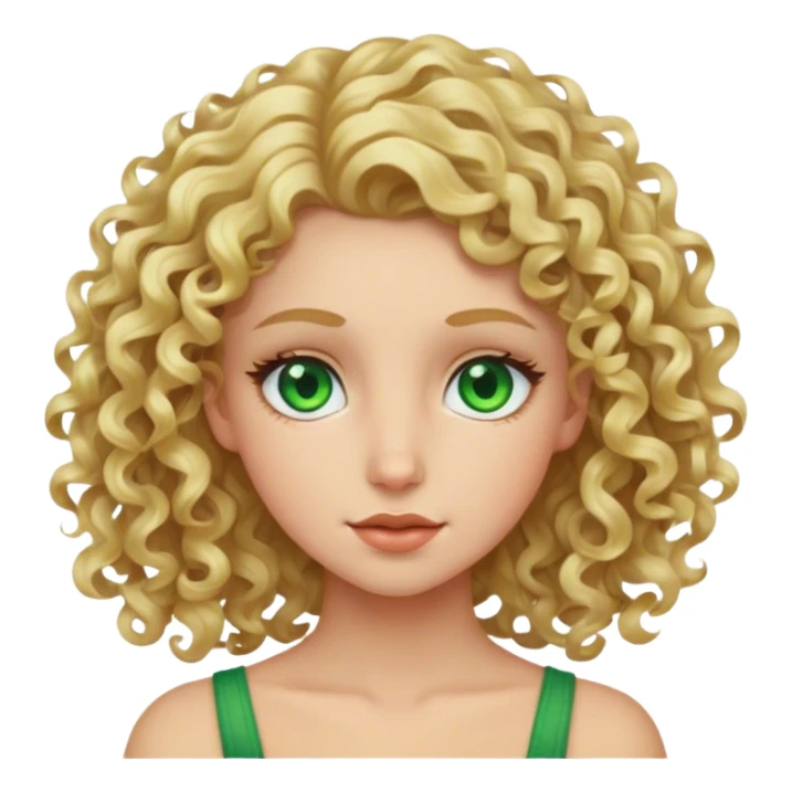 Blonde girl with green eyes and curly hair sticker