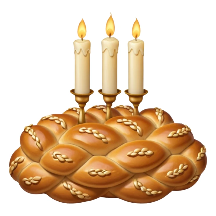 Shabbat two pale beige candles and hala bread  sticker