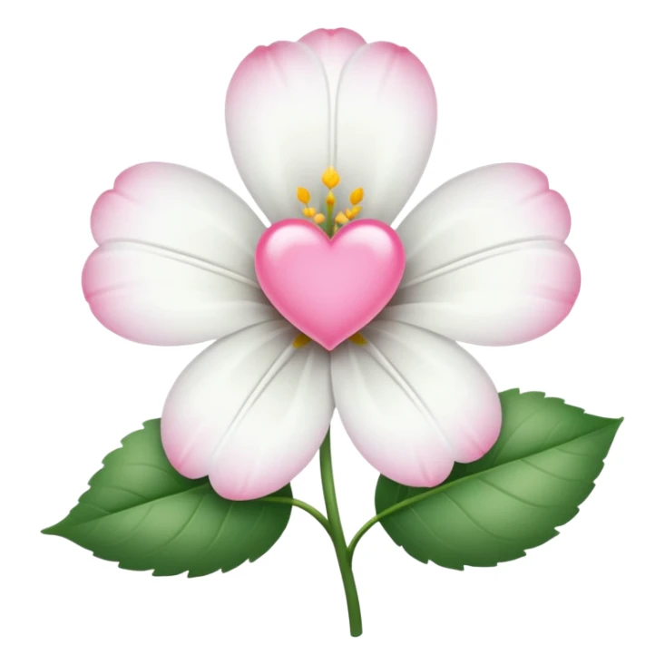 clear white leaf flower with mini pink heart center sticker