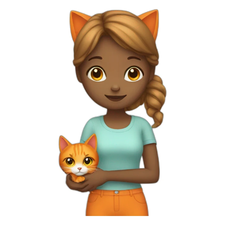 girl with orange cat sticker