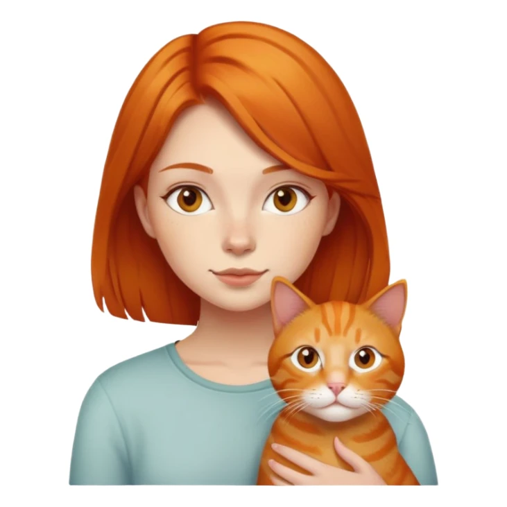 girl with ginger hair and orange cat sticker