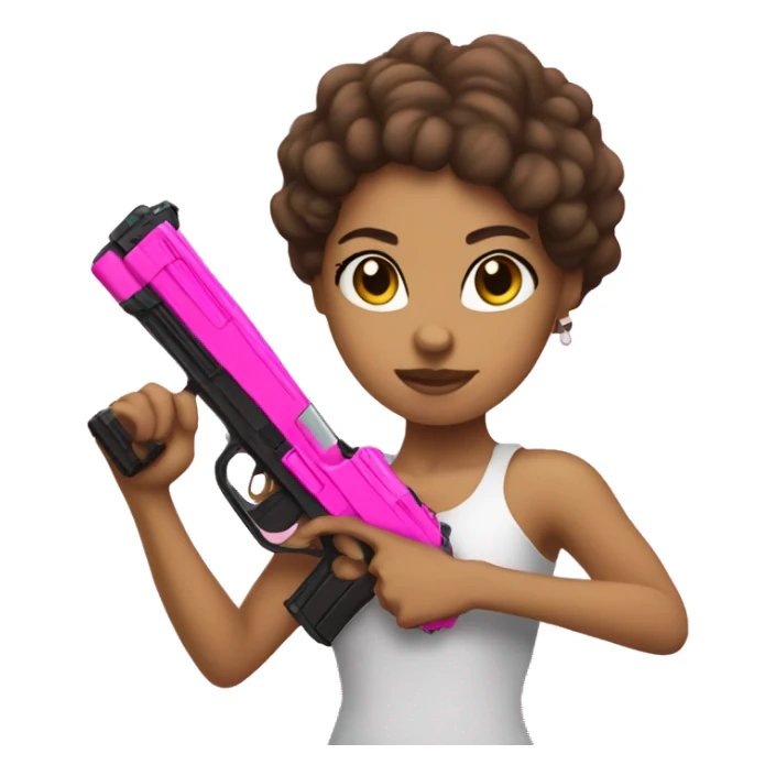 lightskin girl holding a pink gun sticker