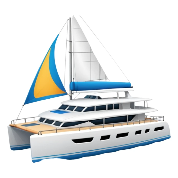 A catamaran with a white background. No wording or lettering on the boat  sticker