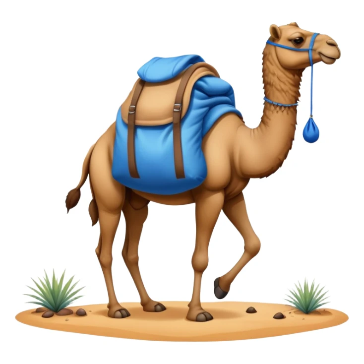 camel with a blue sack with spices on his back sticker