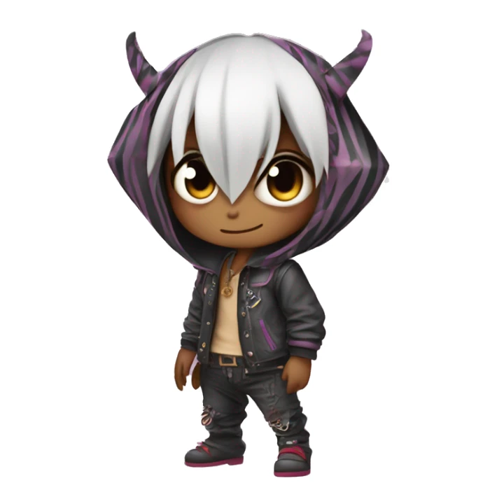 an edgy cute kawaii vernid-fionbri with splash patterns full body sticker