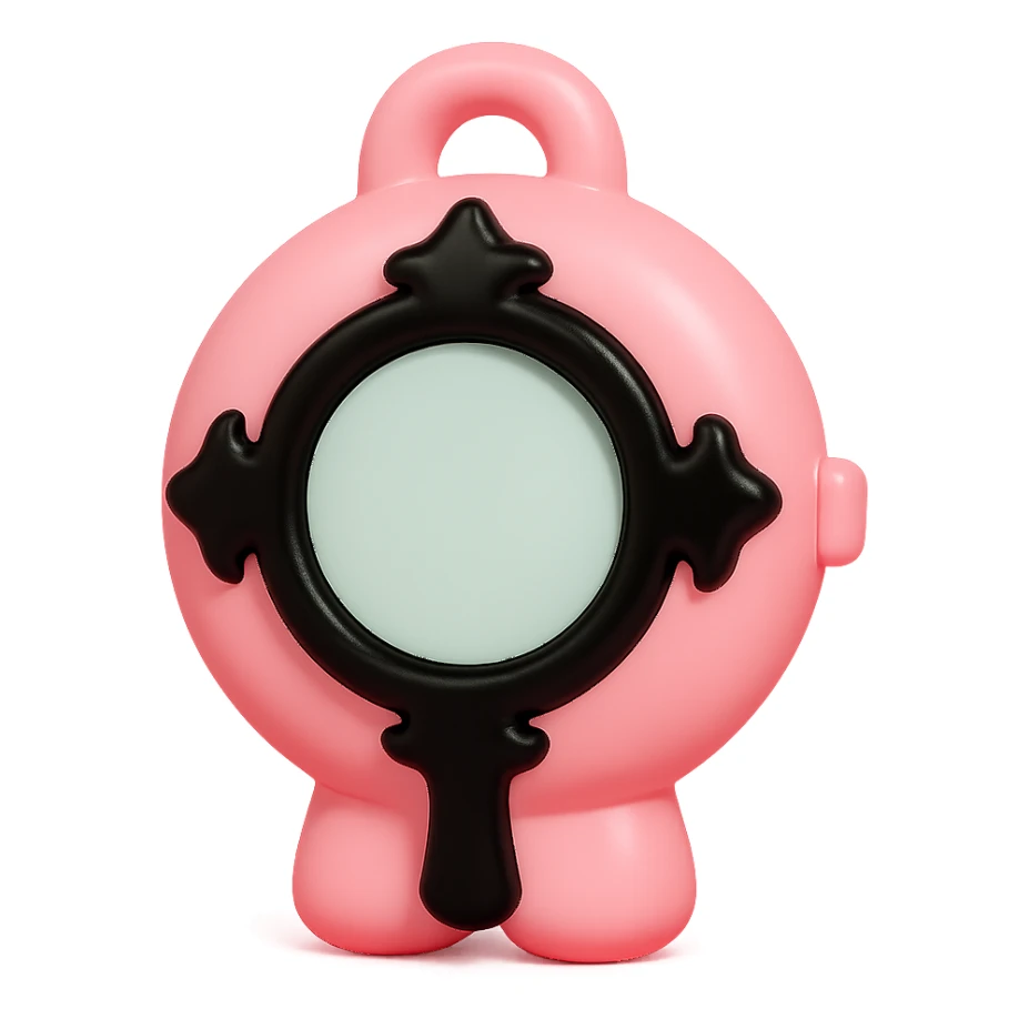 BLACKPINK-inspired gothic compact mirror, no hearts, glossy and bold, black and pink sticker