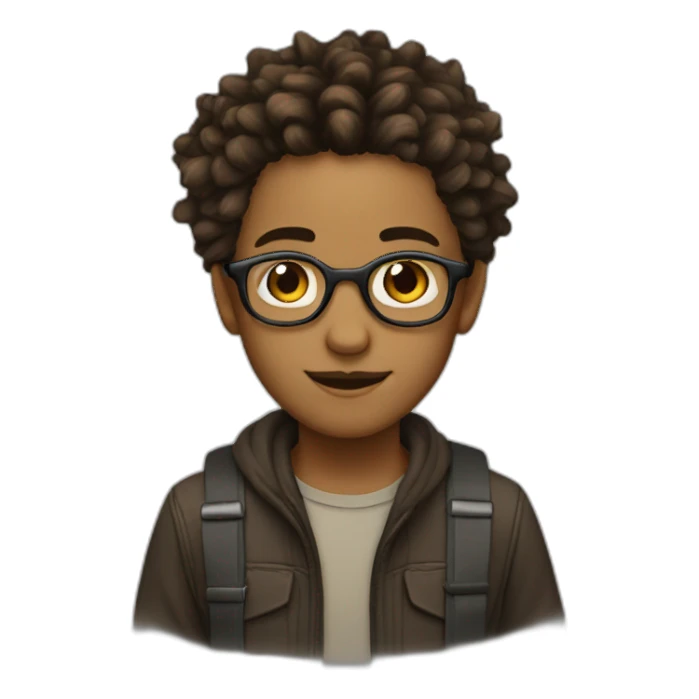 a boy that wear a glasses with her dread hair and marron eyes sticker