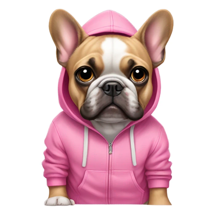 France bull dog with a pink hoody  sticker