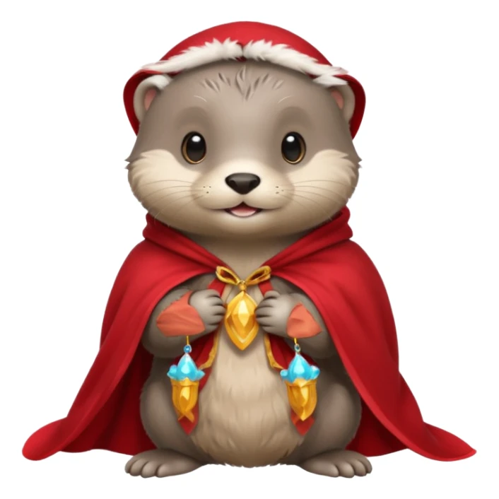 baby grey otter, in magic red cloak sticker
