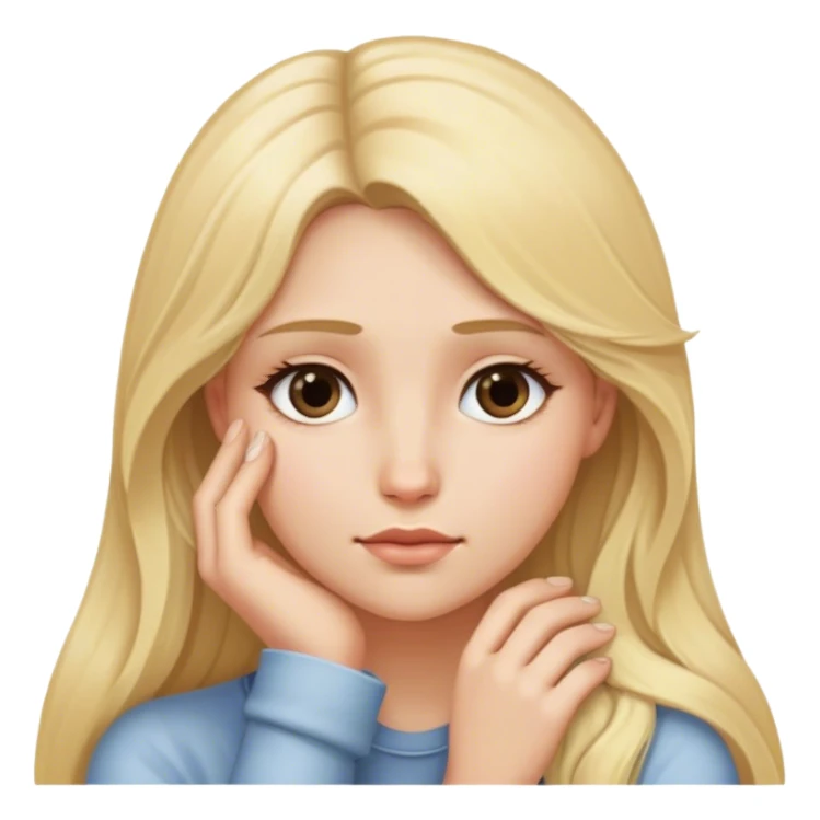 Long blonde haired woman with soft gaze head resting on left hand  sticker