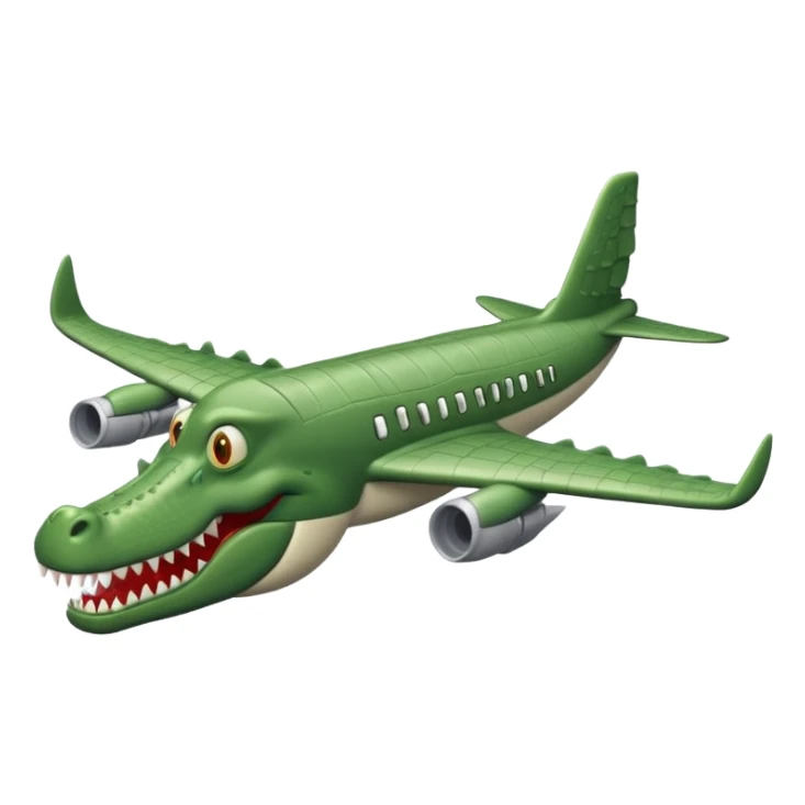 animated gray airplane with crocodile head sticker
