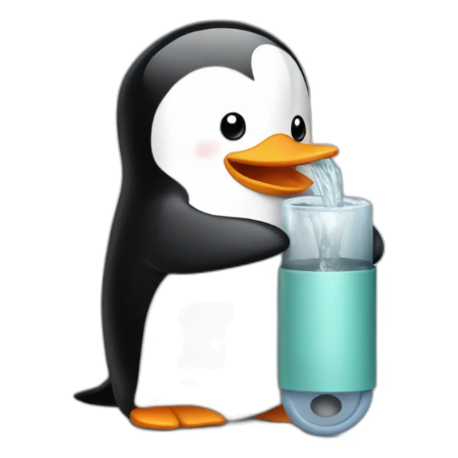 Penguin sucking on a tube sticker