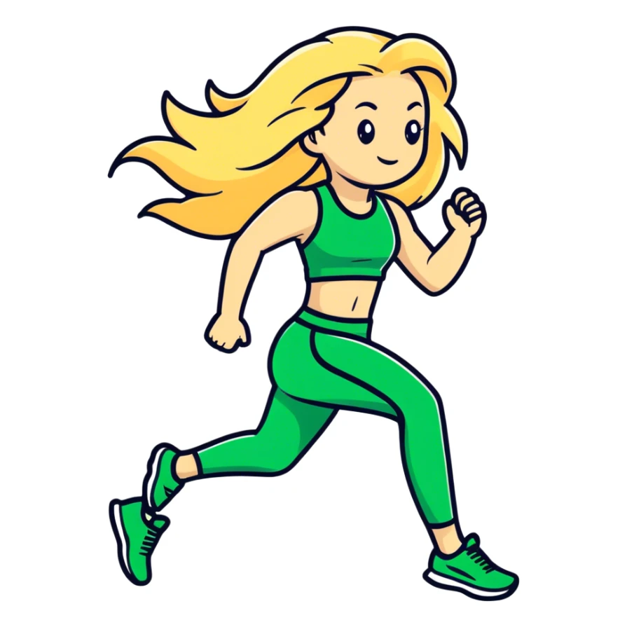 Blonde girl running in a green outfit  sticker