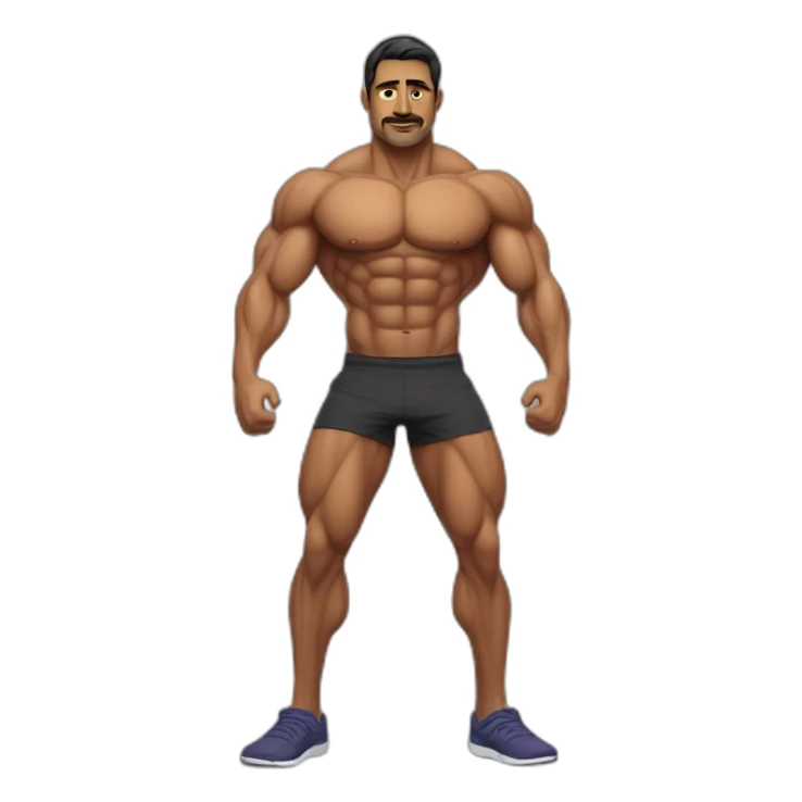 Gym fit guy Indian not too muscular age 50 lil bsld sticker