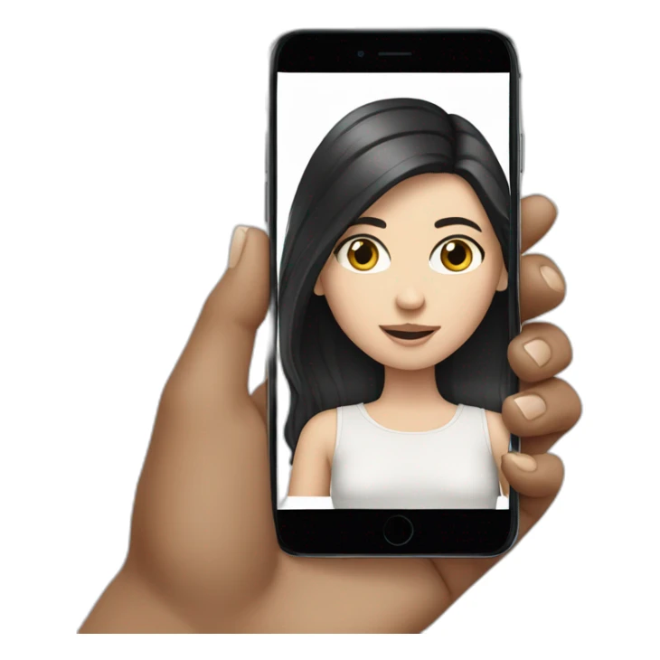  One white girl with loose, black-brown hair playing on her phone sticker