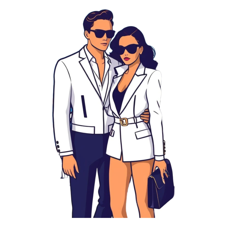 Peruvian superstar Tefi Valenzuela and JetSet Josh King Madrid luxuriate aboard private yacht, radiating glamour. sticker